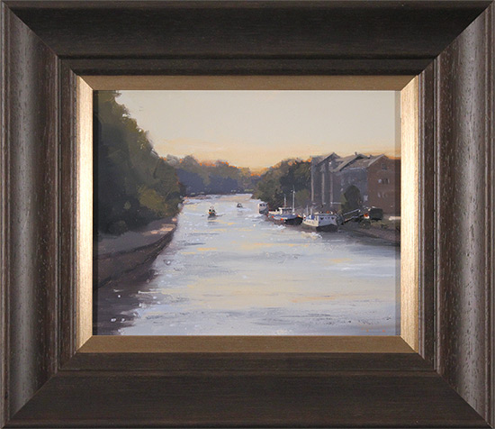 Michael John Ashcroft, ROI, Original oil painting on panel, Sunset on the River Ouse, York