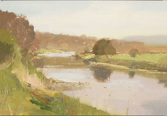Michael John Ashcroft, ROI, Original oil painting on panel, Riverside Walk Without frame image. Click to enlarge