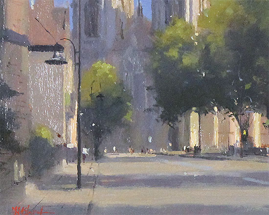 Michael John Ashcroft, ROI, Original oil painting on panel, A Summer Afternoon in York Signature image. Click to enlarge