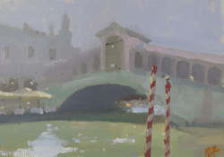 Michael John Ashcroft, ROI, Original oil painting on panel, Rialto Bridge