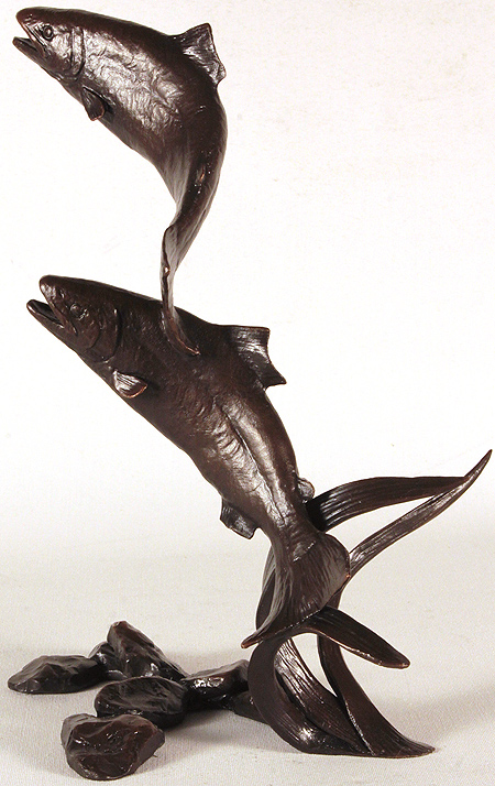 Michael Simpson, Bronze, Salmon Pair Leaping, click to enlarge