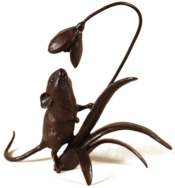 Michael Simpson, Bronze, Mouse with Snowdrop