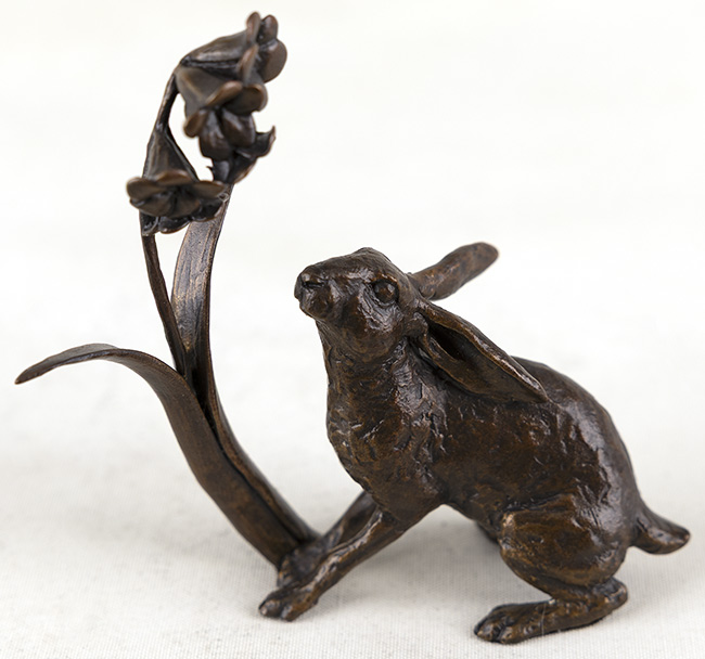 Michael Simpson, Bronze, Hare with Bluebells, click to enlarge