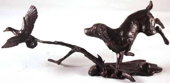 Michael Simpson, Bronze, Cocker Spaniel with Duck, click to enlarge
