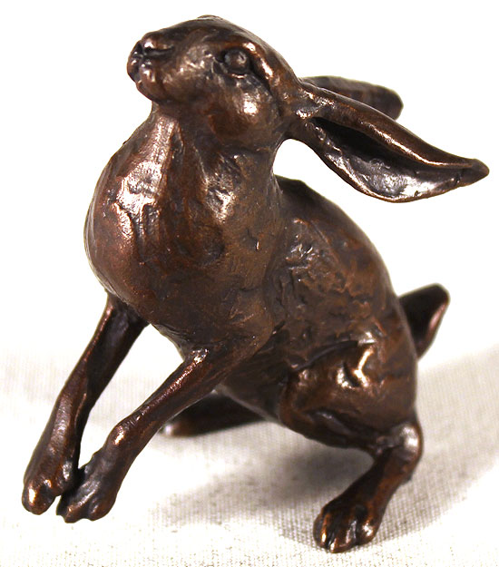 Michael Simpson, Bronze, Small Hare Moon Gazing, click to enlarge