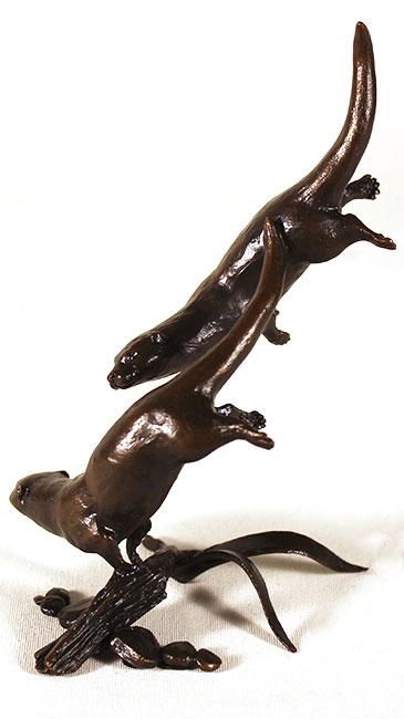 Michael Simpson, Bronze, Otters Swimming  Without frame image. Click to enlarge