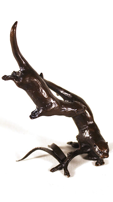 Michael Simpson, Bronze, Otters Swimming  Signature image. Click to enlarge
