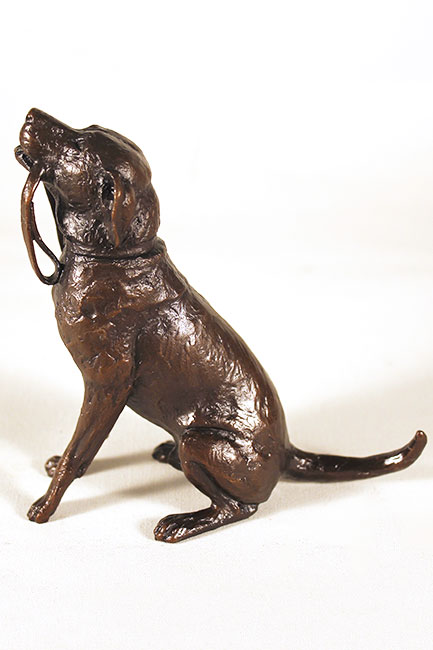 Michael Simpson, Bronze, Medium Labrador with Lead  Without frame image. Click to enlarge