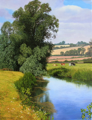 Michael James Smith, Signed limited edition print, Cattle on the Riverbank Without frame image. Click to enlarge