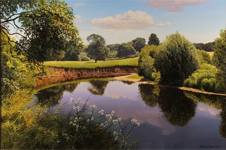 Michael James Smith, Original oil painting on canvas, The river Wye, Wales