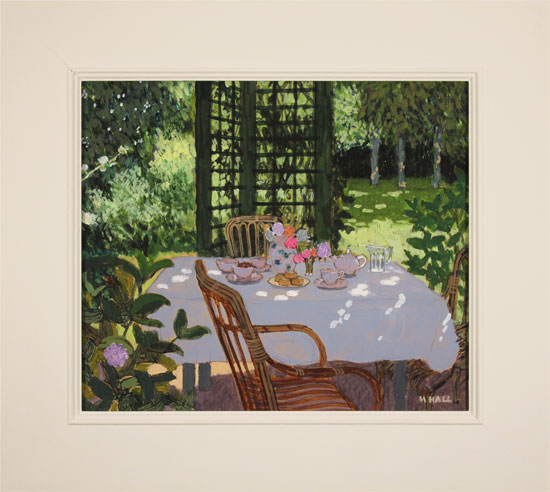 Mike Hall, Original acrylic painting on board, Table Set for Tea 