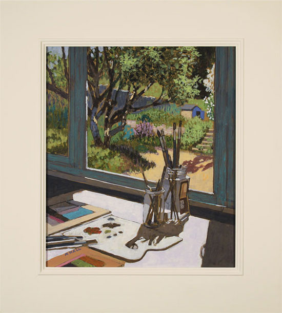 Mike Hall, Original acrylic painting on board, Garden Studio, click to enlarge