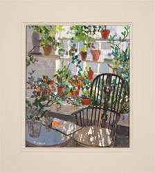 Mike Hall, Original acrylic painting on board, Chair in the Conservatory 