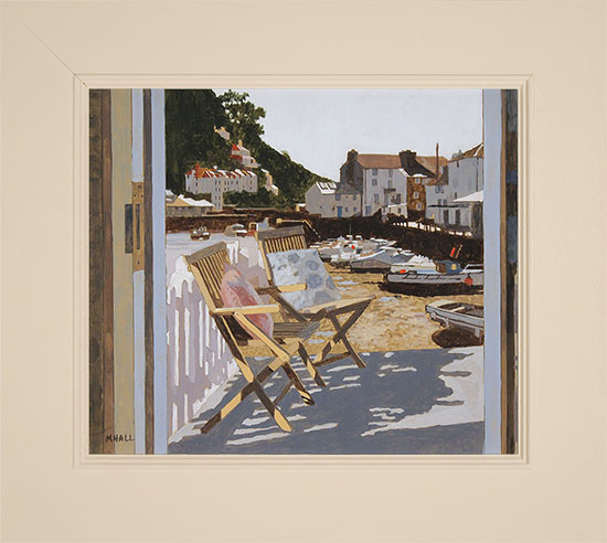 Mike Hall, Original acrylic painting on board, Polperro Harbour at Low Tide