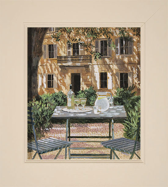 Mike Hall, Original acrylic painting on board, Cool Drinks in the Shade II