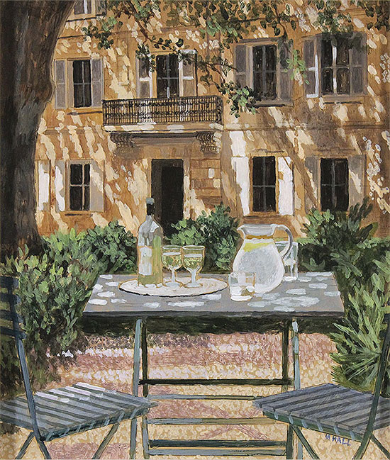 Mike Hall, Original acrylic painting on board, Cool Drinks in the Shade II Without frame image. Click to enlarge