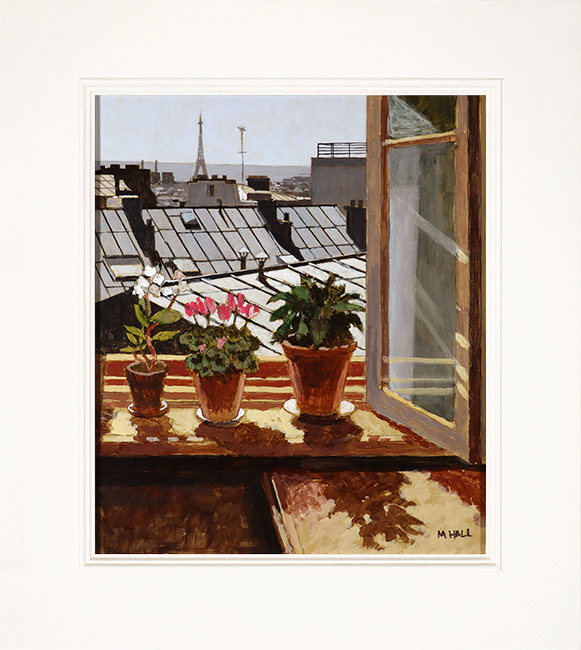 Mike Hall, Original acrylic painting on board, Rooftop View of Paris 