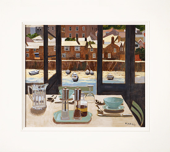 Mike Hall, Original acrylic painting on board, Cafe Lunch