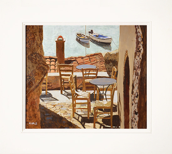Mike Hall, Original acrylic painting on board, Café by the Mooring