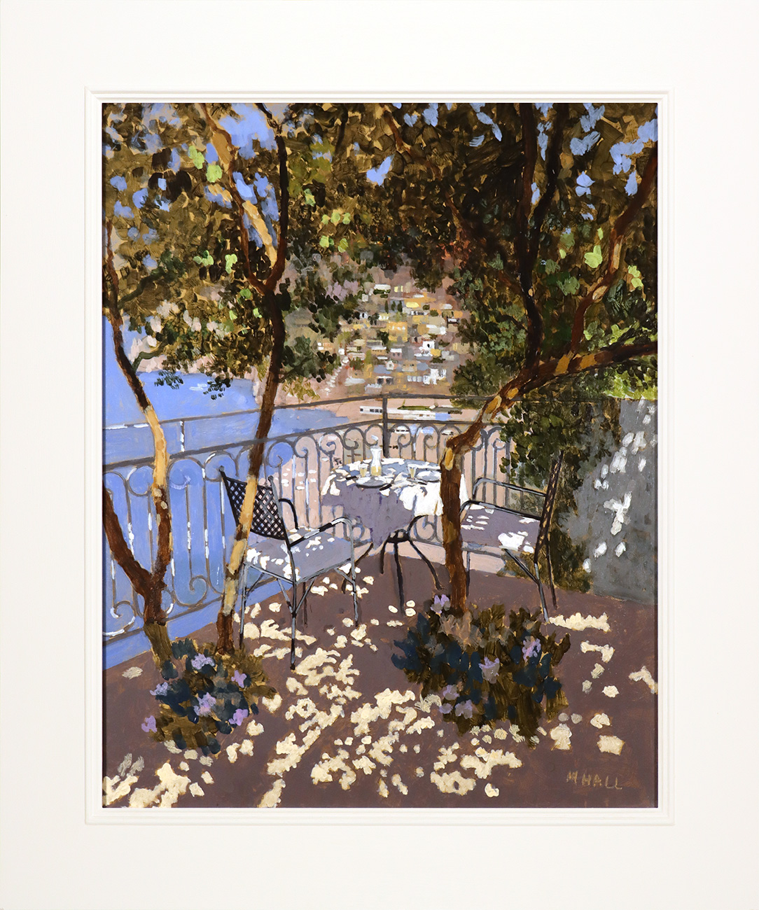Mike Hall, Original acrylic painting on board, Lunch Table for Two, click to enlarge