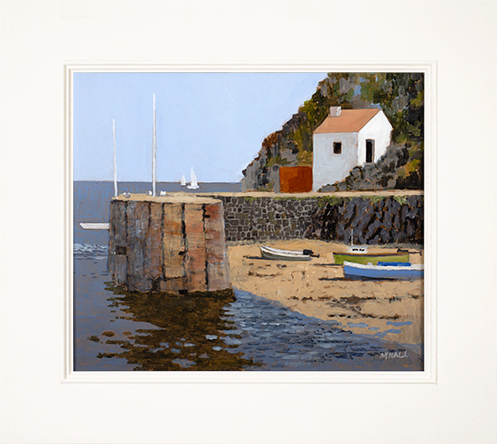 Mike Hall, Original acrylic painting on board, Welsh Harbour Reflected 