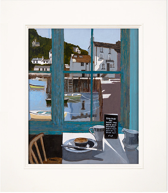 Mike Hall, Original acrylic painting on board, Caf? Polperro