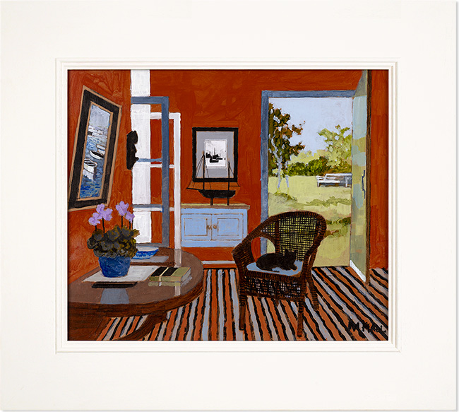 Mike Hall, Original acrylic painting on board, Sleeping Cat II