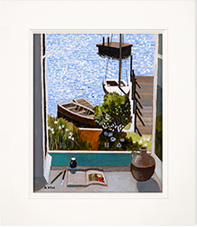 Mike Hall, Original acrylic painting on board, Looking Down on the Boats
