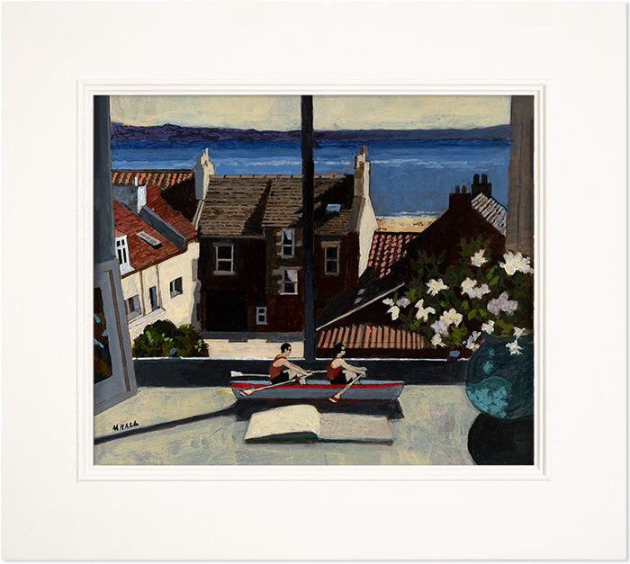 Mike Hall, Original acrylic painting on board, Practice Rowing, click to enlarge