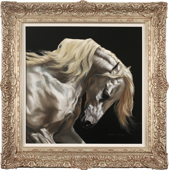 Natalie Stutely, Original oil painting on panel, Andalusian Stallion, click to enlarge