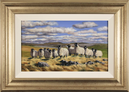 Natalie Stutely, Original oil painting on panel, Flock to Penyghent 