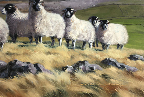 Natalie Stutely, Original oil painting on panel, Flock to Penyghent Signature image. Click to enlarge