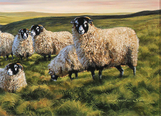 Natalie Stutely, Original oil painting on panel, Swaledales at Gunnerside Signature image. Click to enlarge
