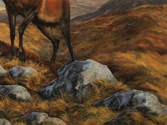 Natalie Stutely, Original oil painting on panel, Imperial Red Stag of Glen Coe Signature image. Click to enlarge