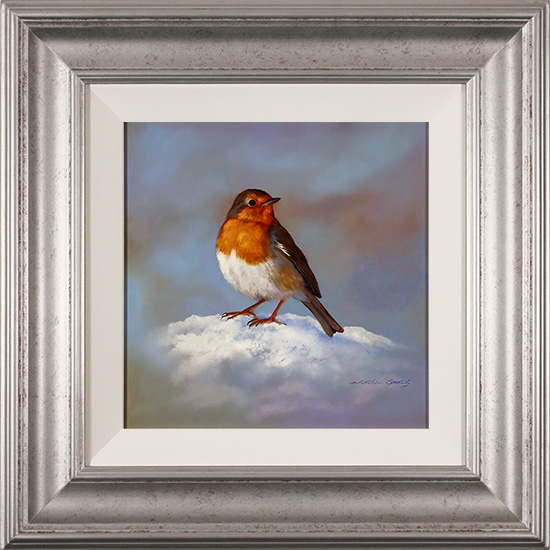 Natalie Stutely, Original oil painting on panel, Winter Robin, click to enlarge