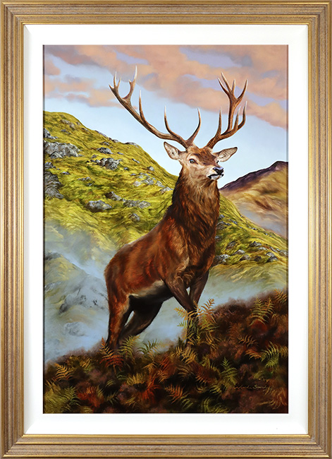 Natalie Stutely, Original oil painting on panel, Highland Stag 