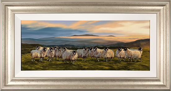 Natalie Stutely, Original oil painting on panel, Swaledale in Sunset, click to enlarge