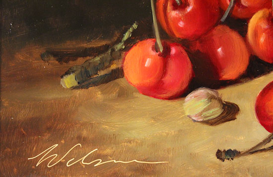 Paul Wilson, Original oil painting on panel, Handpicked Cherries Signature image. Click to enlarge