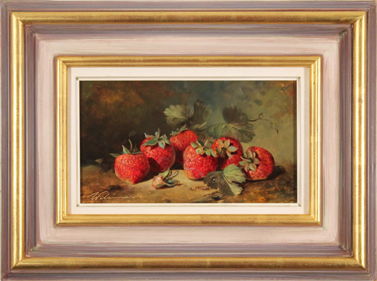 Paul Wilson, Original oil painting on panel, Handpicked Strawberries 