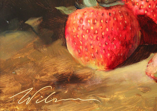 Paul Wilson, Original oil painting on panel, Handpicked Strawberries Signature image. Click to enlarge