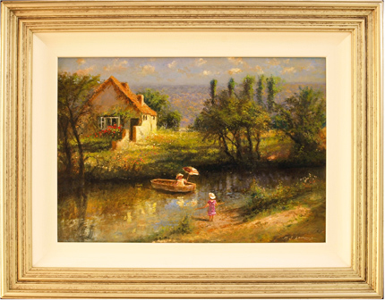 Paul Attfield, Original oil painting on panel, Across the Stream