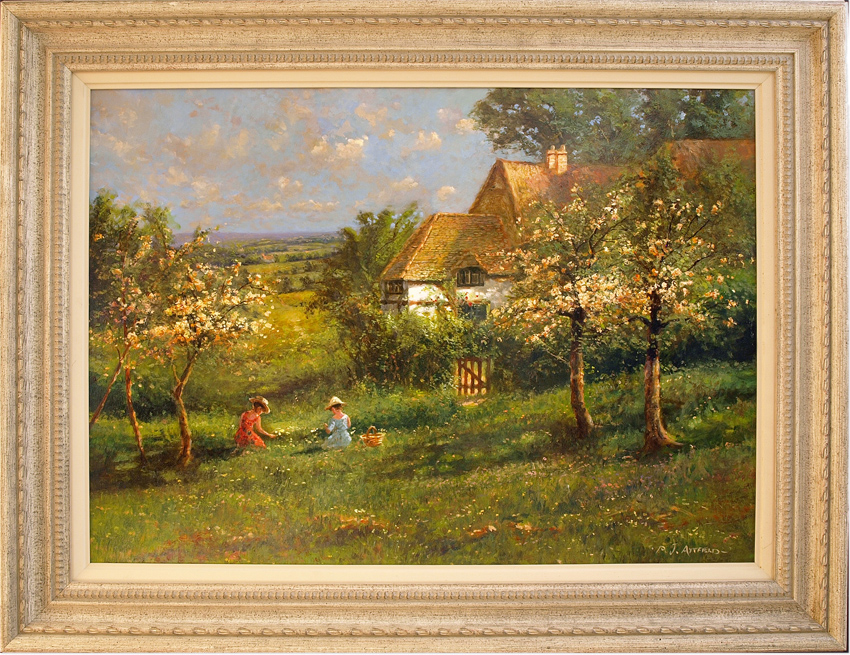 Paul Attfield, Original oil painting on panel, In the Apple Orchard, click to enlarge