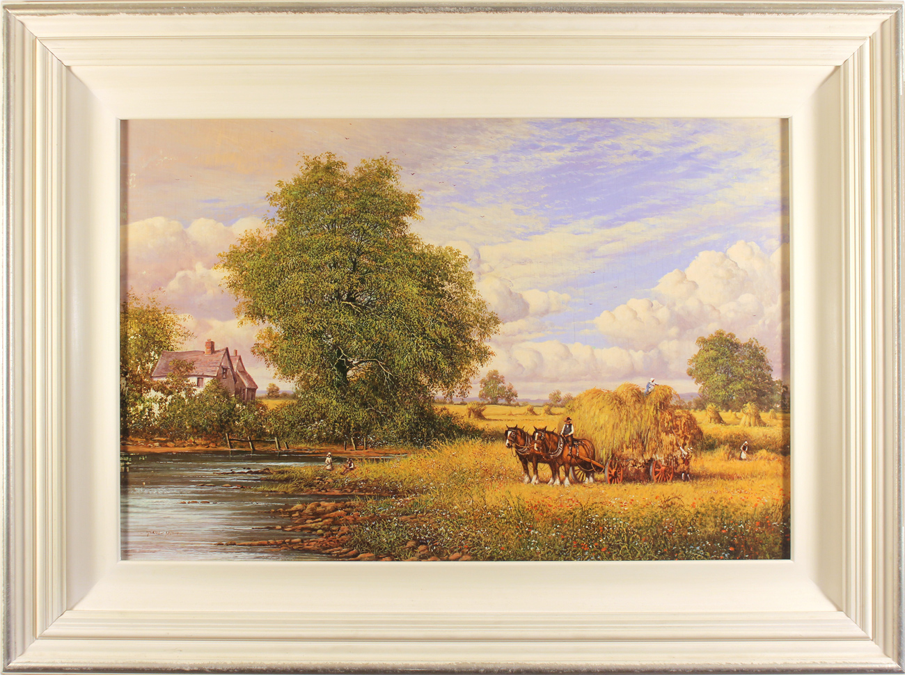 Paul Morgan, Original oil painting on panel, Haymaking. Click to enlarge