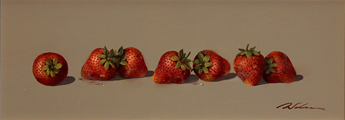 Paul Wilson, Original oil painting on panel, Strawberries, click to enlarge