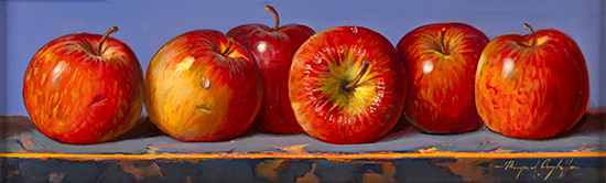 Raymond Campbell, Original oil painting on panel, Apples