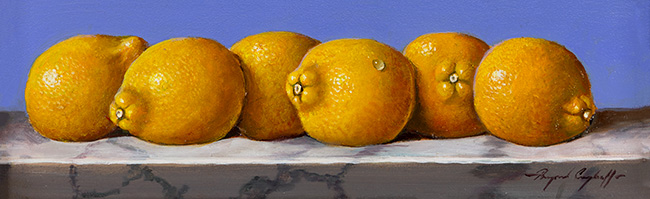 Raymond Campbell, Original oil painting on panel, Lemons