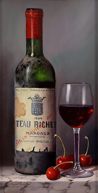 Raymond Campbell, Original oil painting on panel, Chateau Richeterre Margaux 1989