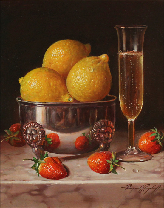 Raymond Campbell, Original oil painting on panel, Pleasure for the Palate Without frame image. Click to enlarge