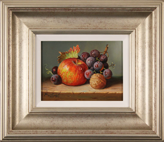 Raymond Campbell, Original oil painting on panel, Apple, Walnut and Grapes 