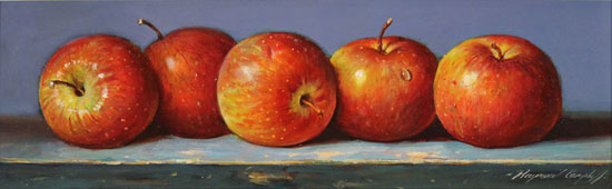 Raymond Campbell, Original oil painting on panel, Apples Without frame image. Click to enlarge